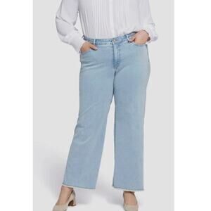 NYDJ Plus Jeans 22W Blue Teresa Wide Leg High Rise Ankle LiftTuck Stretch Denim